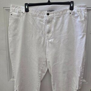 Catherine's Curvy 26W white jeans with lace up detail